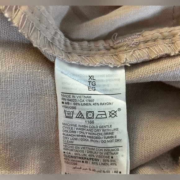 OLD NAVY Light Beige/Mauve LINEN BLEND Elastic Waist Pants - Picture 6 of 10